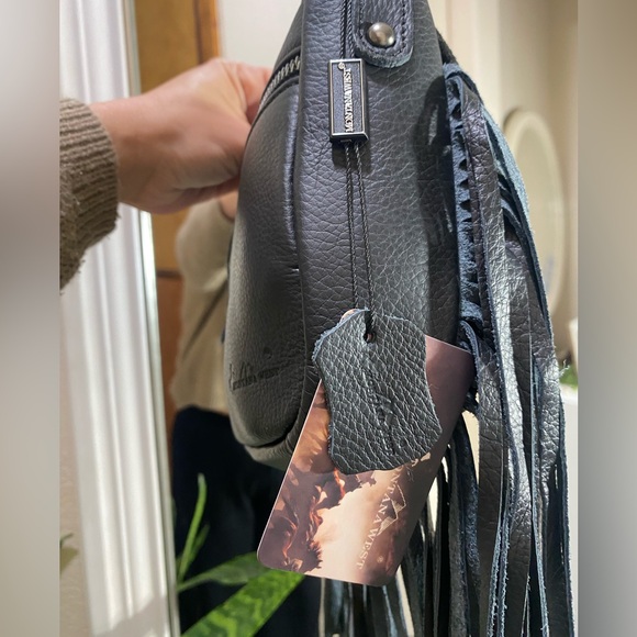 Montana West Black Leather Crossbody Bag with Fringe - Picture 2 of 5